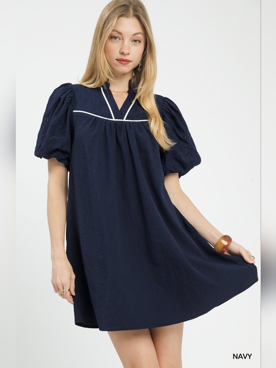 Umgee Dresses & Skirts - Umgee Puff Sleeve Textured Babydoll Dress